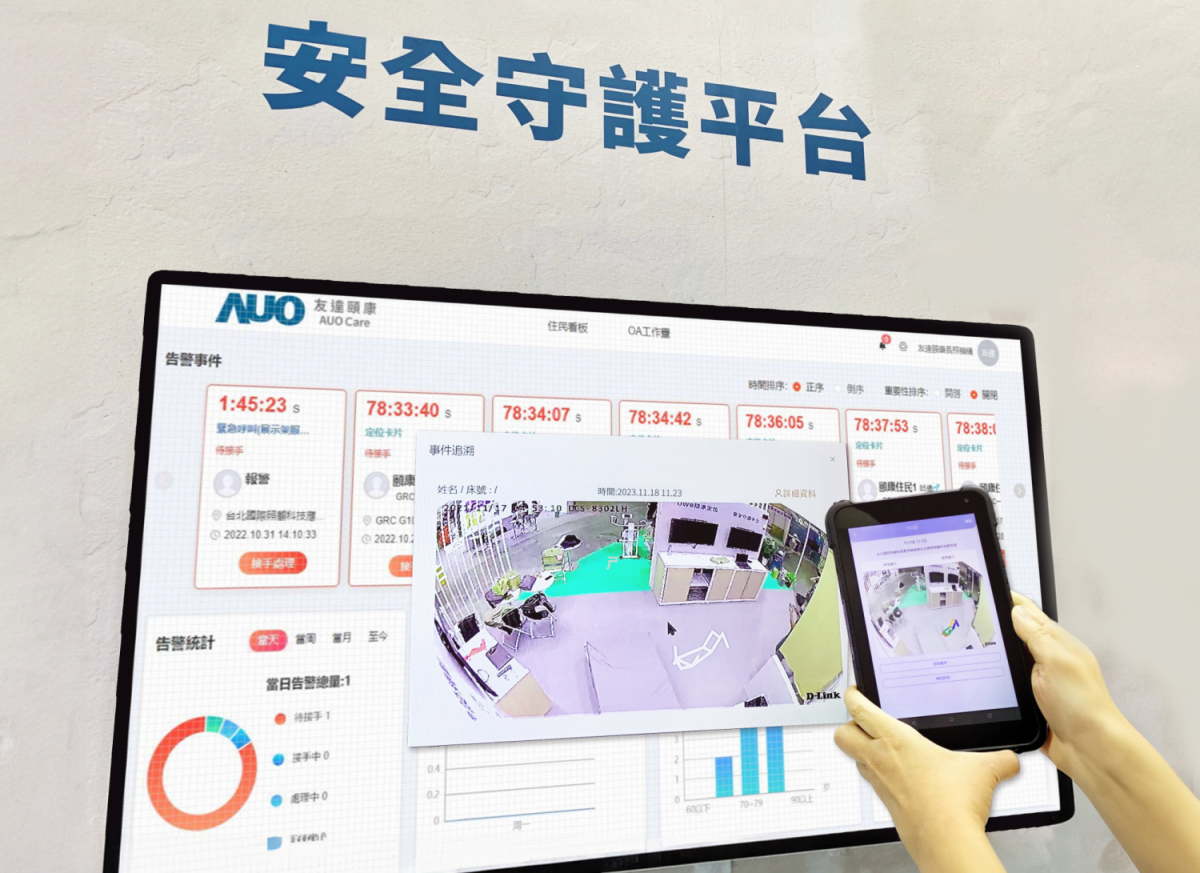 NG娱乐颐康整合软硬件包含跌倒侦测、智能床垫和紧急呼叫管理等，透过安全守护平台进行IoT设备统一监控与管理，提供长照场域落实安全守护方案